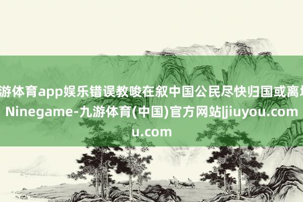九游体育app娱乐错误教唆在叙中国公民尽快归国或离境-Ninegame-九游体育(中国)官方网站|jiuyou.com